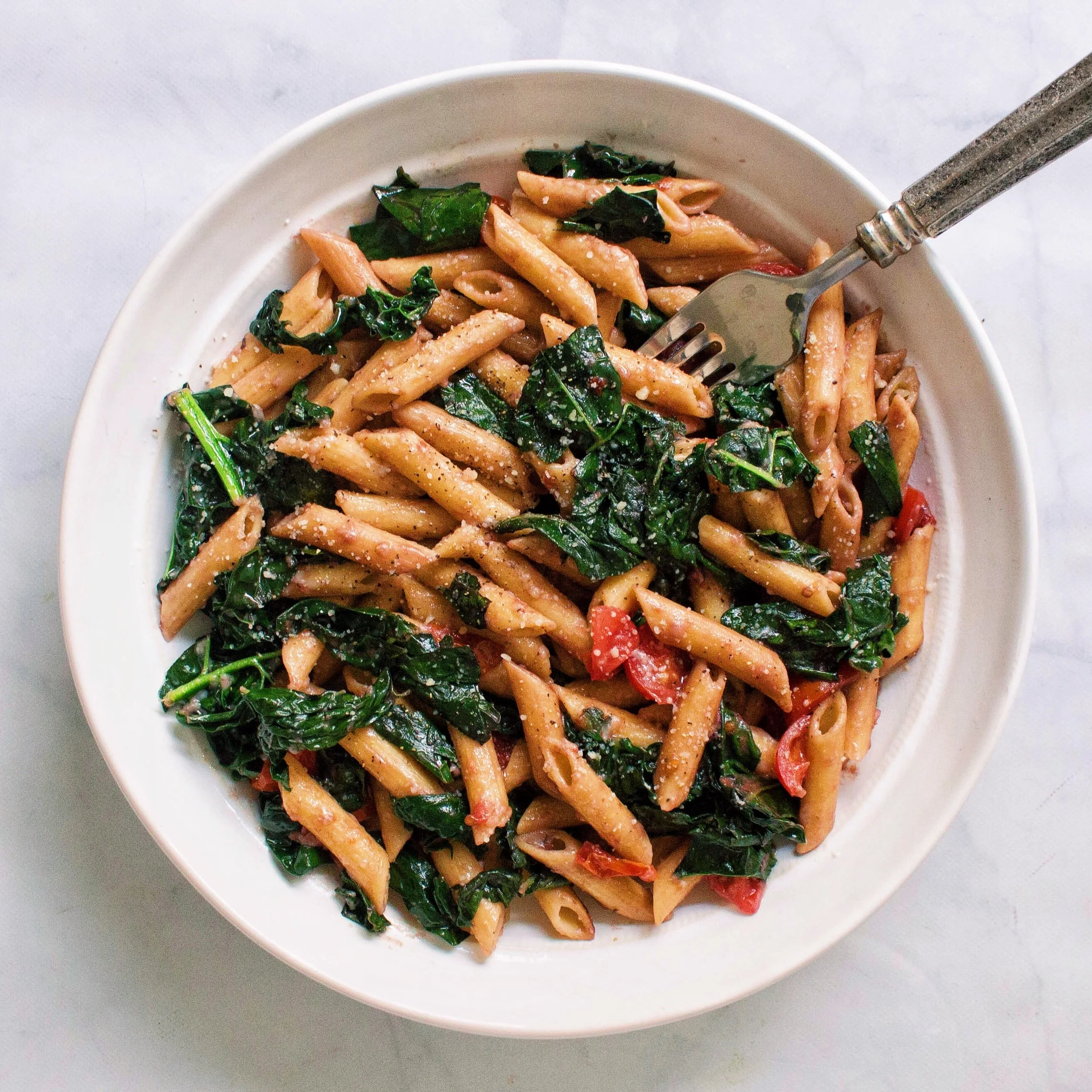 Chickpea Penne with Kale and Red Wine 