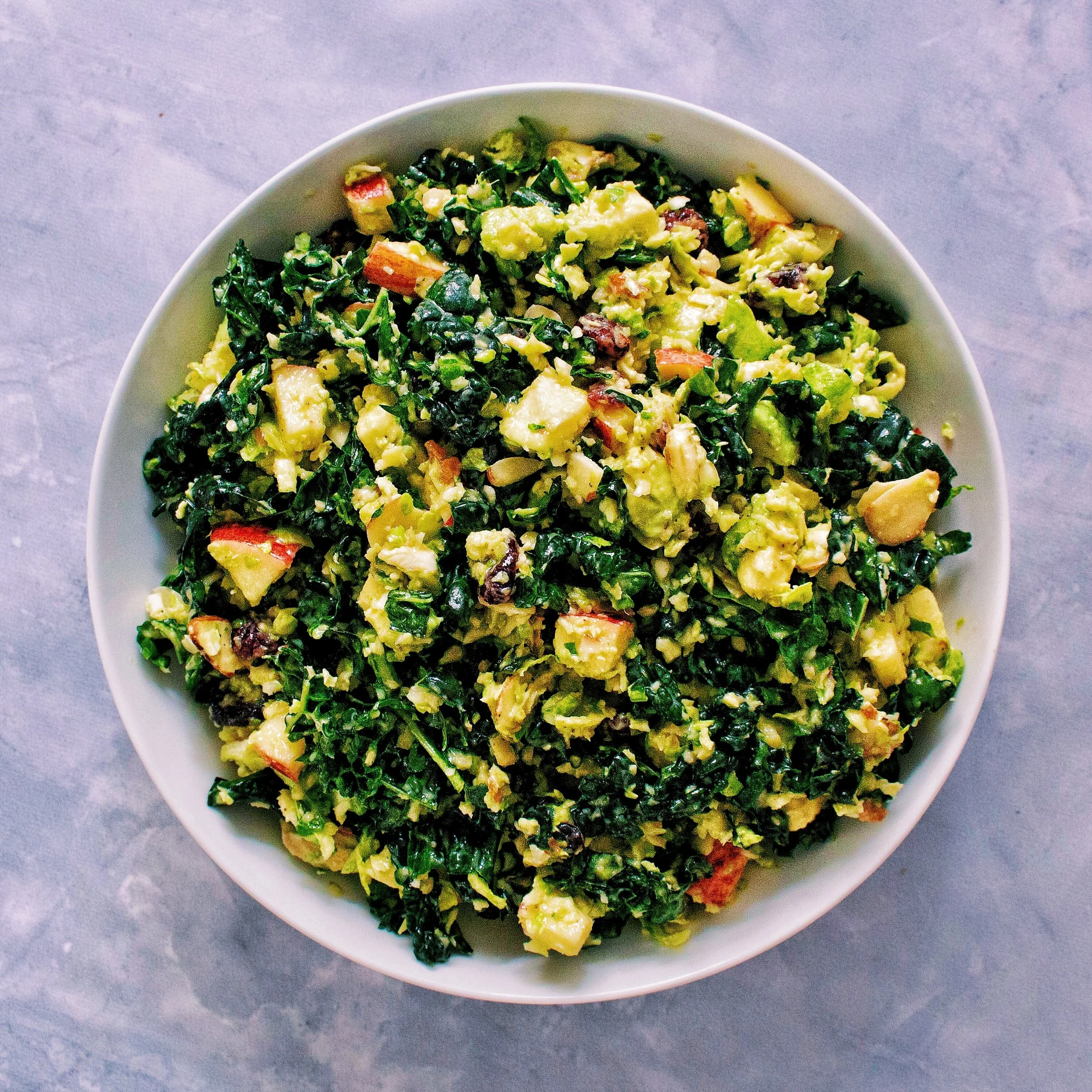 Brussels &amp; Kale Holiday Salad with Lemon Maple Mustard Dressing