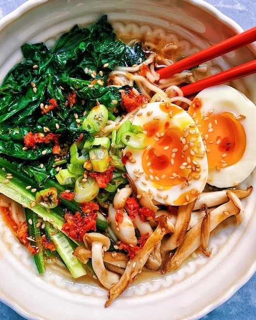 Veggie-Filled Miso Ramen with Soft-Boiled Egg