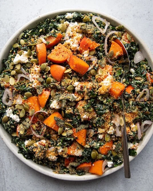 Kale and Persimmon Salad with Toasted Sage Breadcrumbs