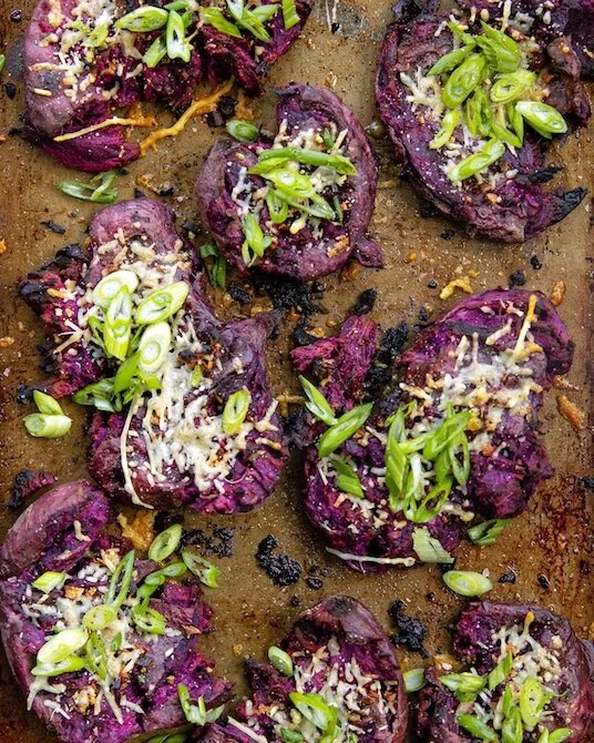 Smashed Purple Sweet Potatoes