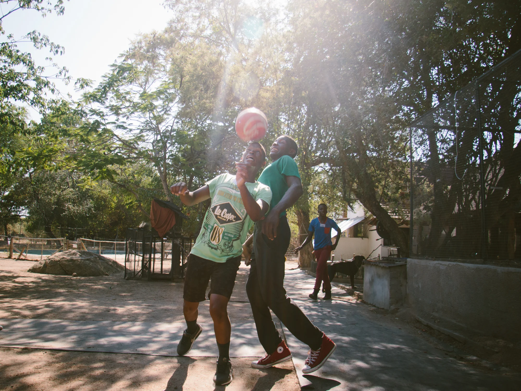 Students let loose by playing soccer