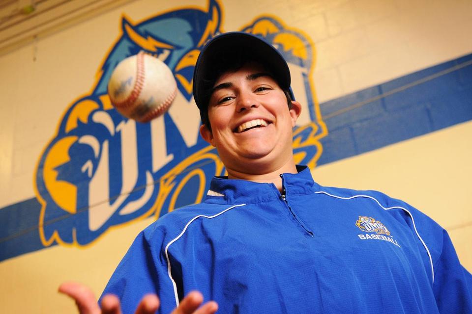 Ghazaleh "Ozzie" Sailors is the only woman who plays college baseball (University of Maine-Presque Isle).