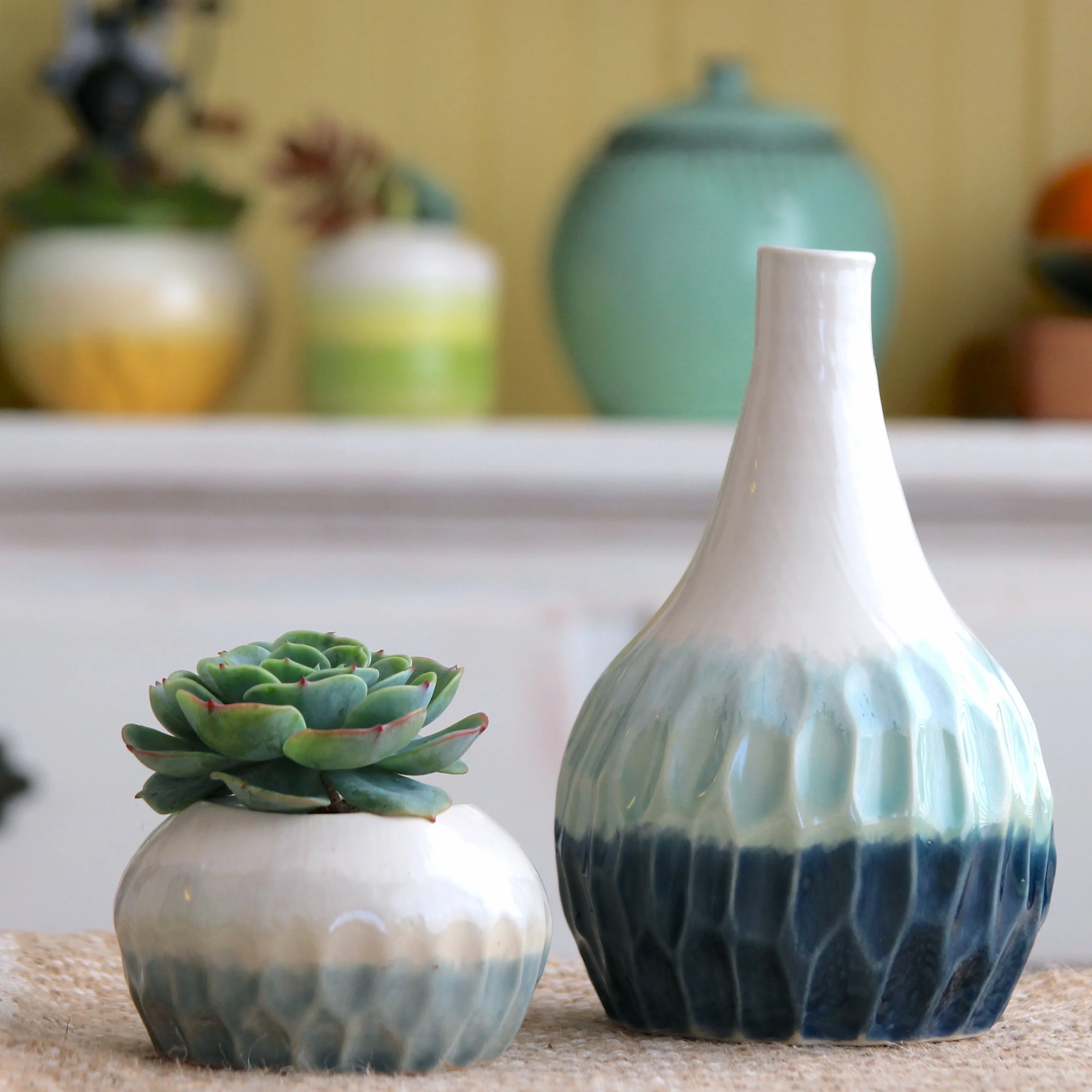 Carved Bottle in Blue Ombre 