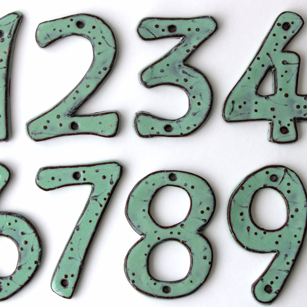 House Numbers - Organic Style - Aqua Mist — Back Bay Pottery