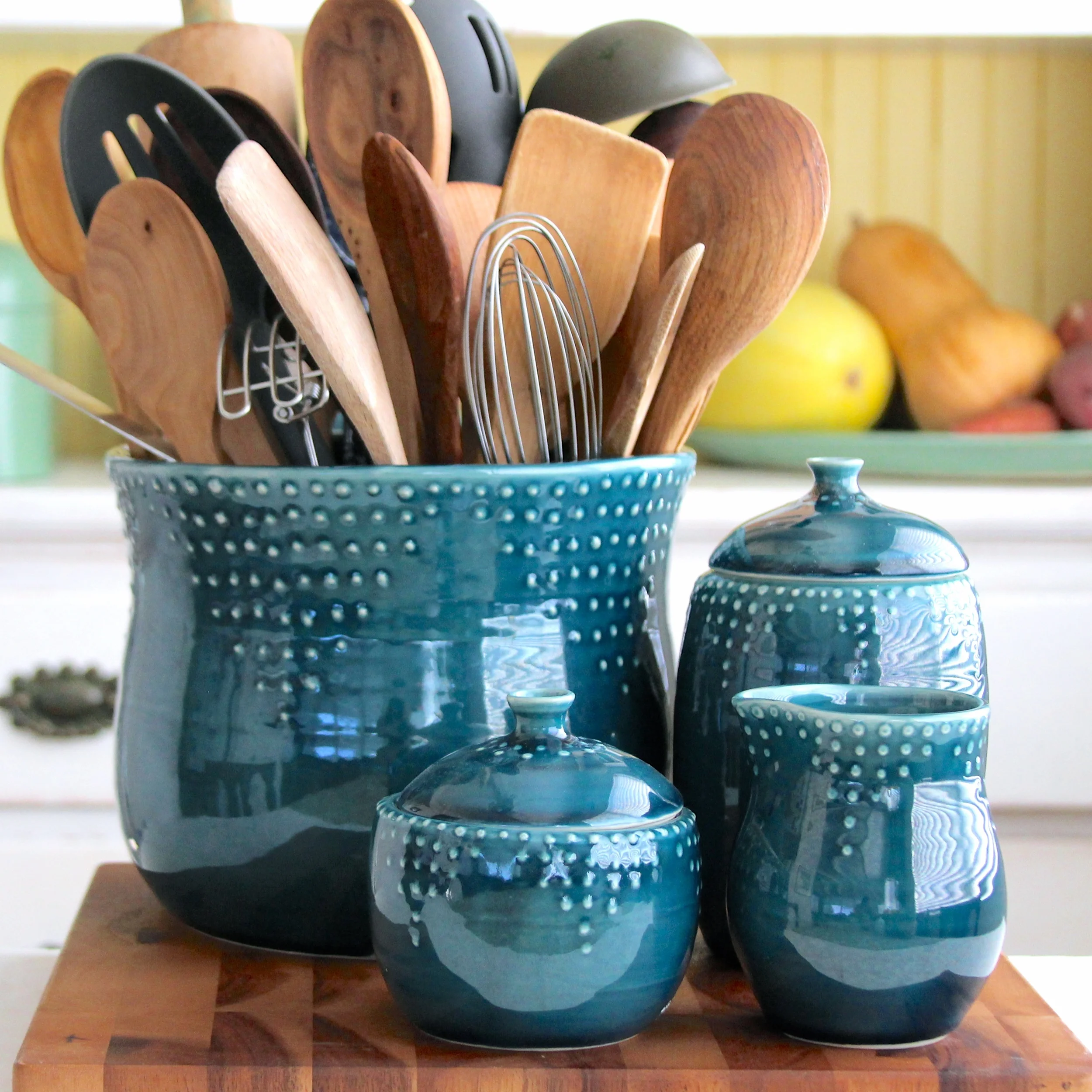 Extra Large Utensil Holder in Deep Sea Blue