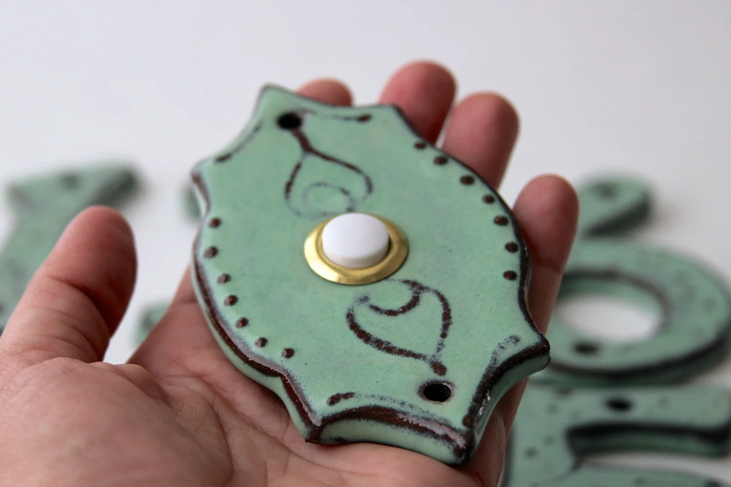 Moroccan Doorbell in Aqua Mist — Back Bay Pottery