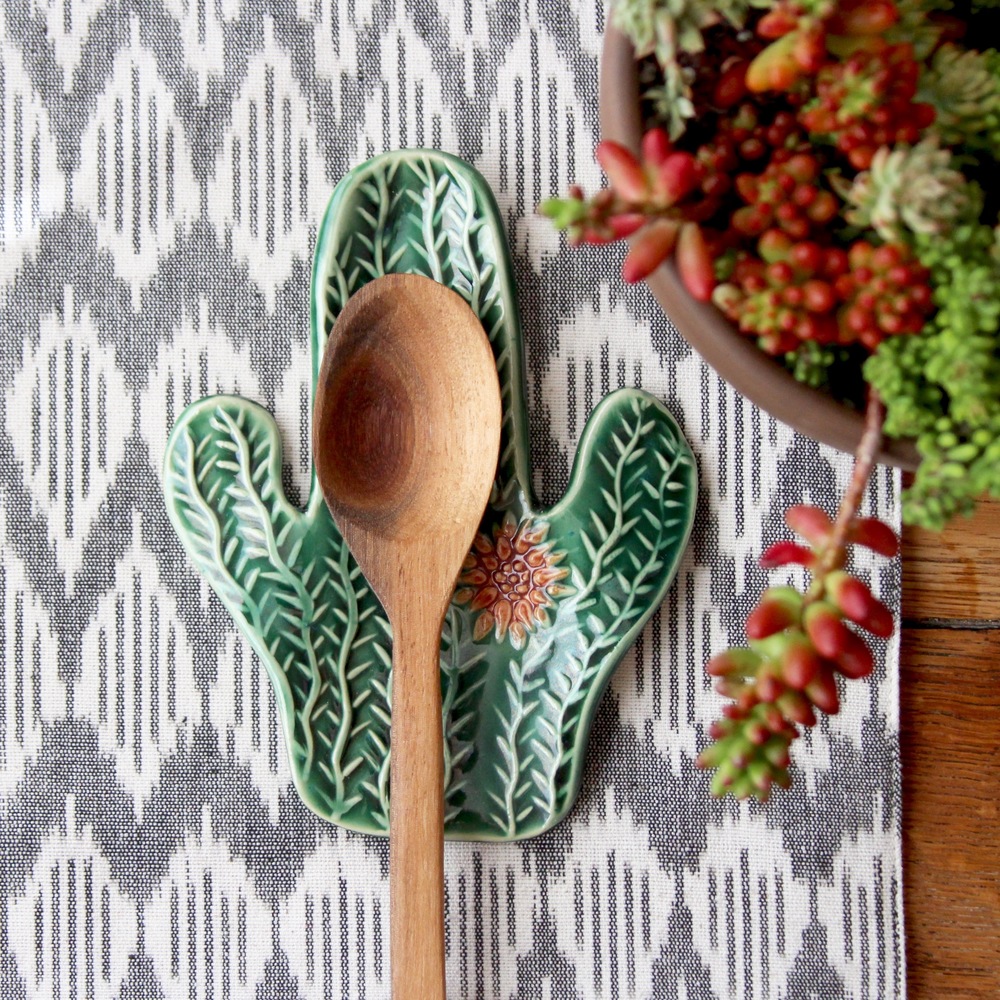 Cactus Spoons Set, Cute Ceramic Spoons, Cactus Shape Porcelain