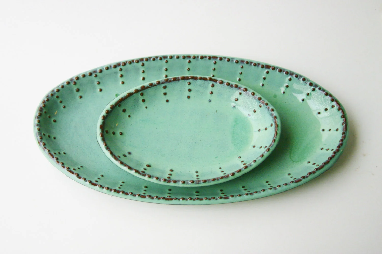 Small Oval Platter in Aqua Mist READY TO SHIP — Back Bay Pottery