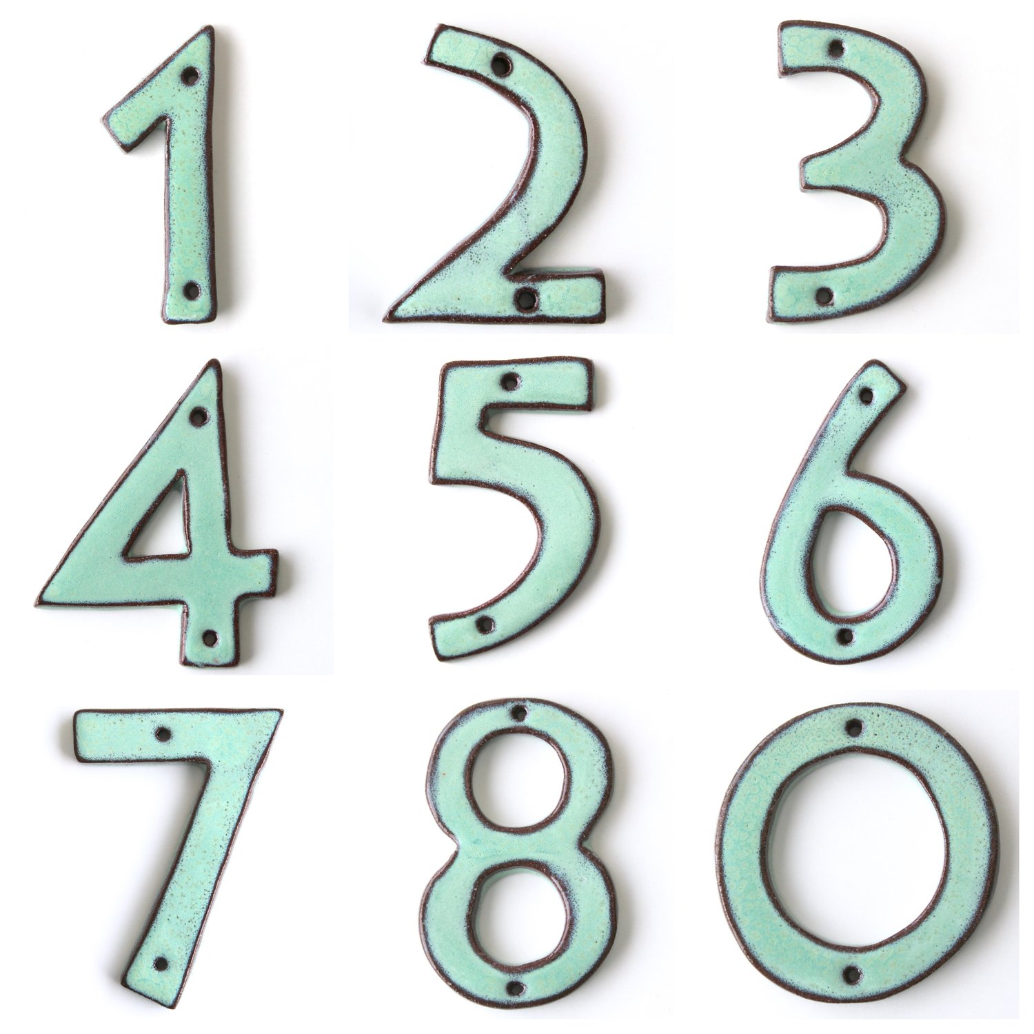 Mid Century Modern House Numbers In Aqua Mist Back Bay Pottery