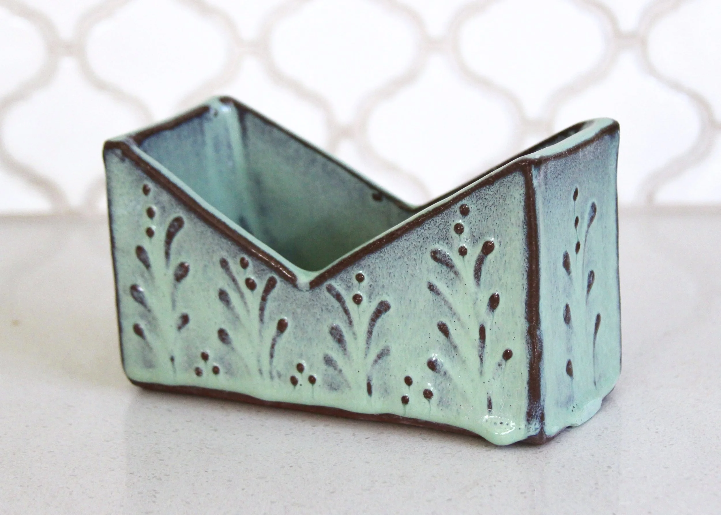 Napkin Holder / Mail Holder - in Aqua Mist