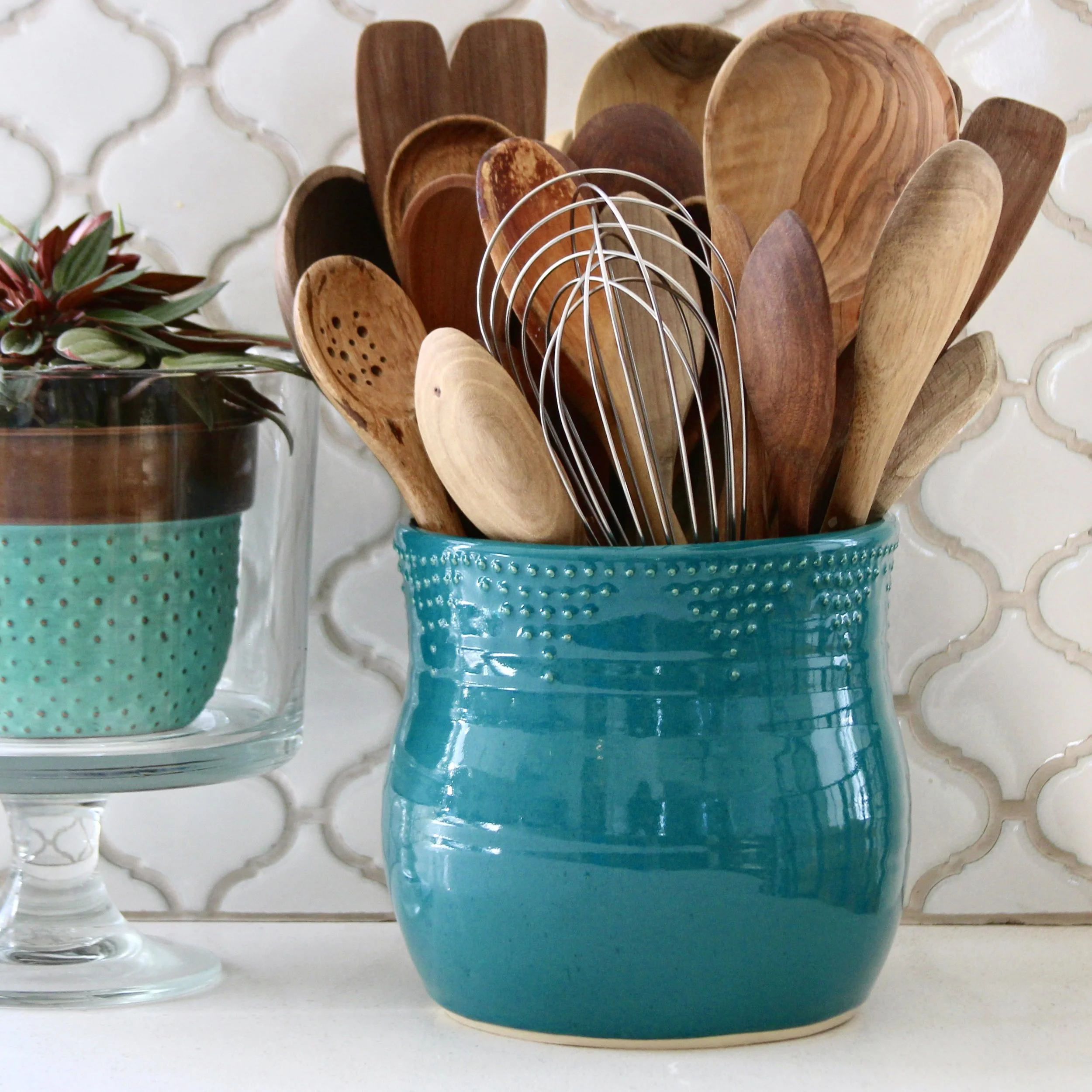 Extra Large Utensil Holder in Dark Teal