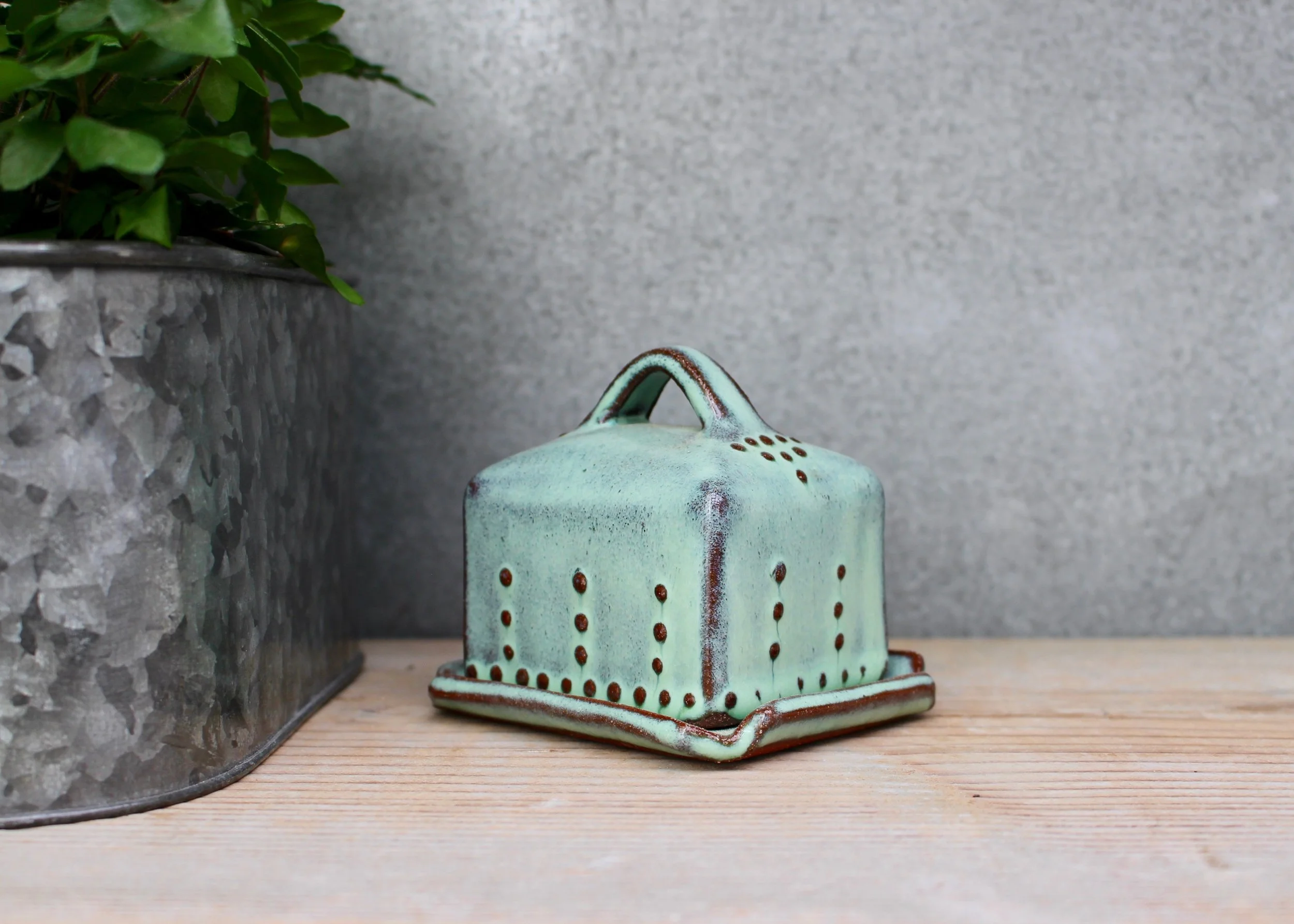 Half Stick Butter Dish in Aqua Mist