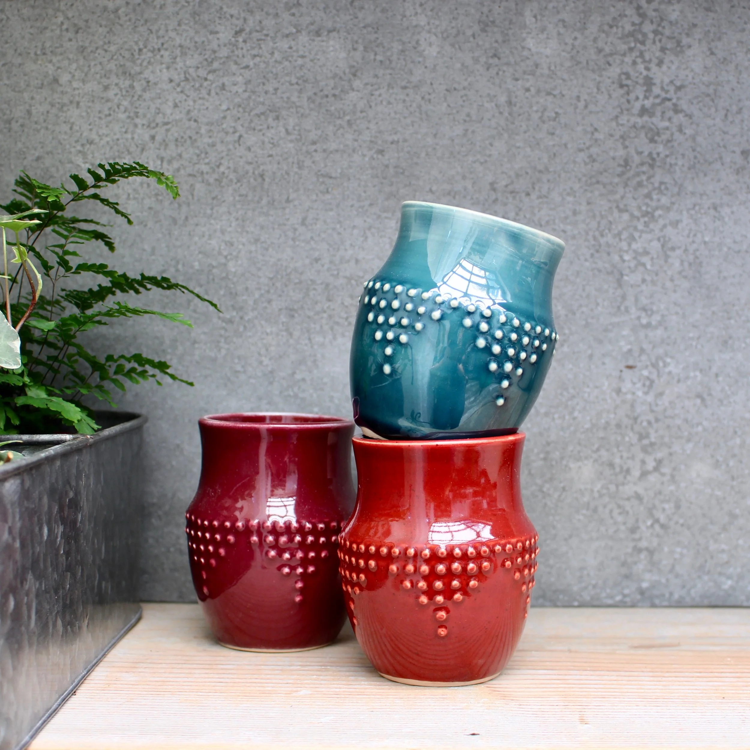 Handmade Tumbler Cup - 16 Color Choices - Dot Design Dinnerware Collection