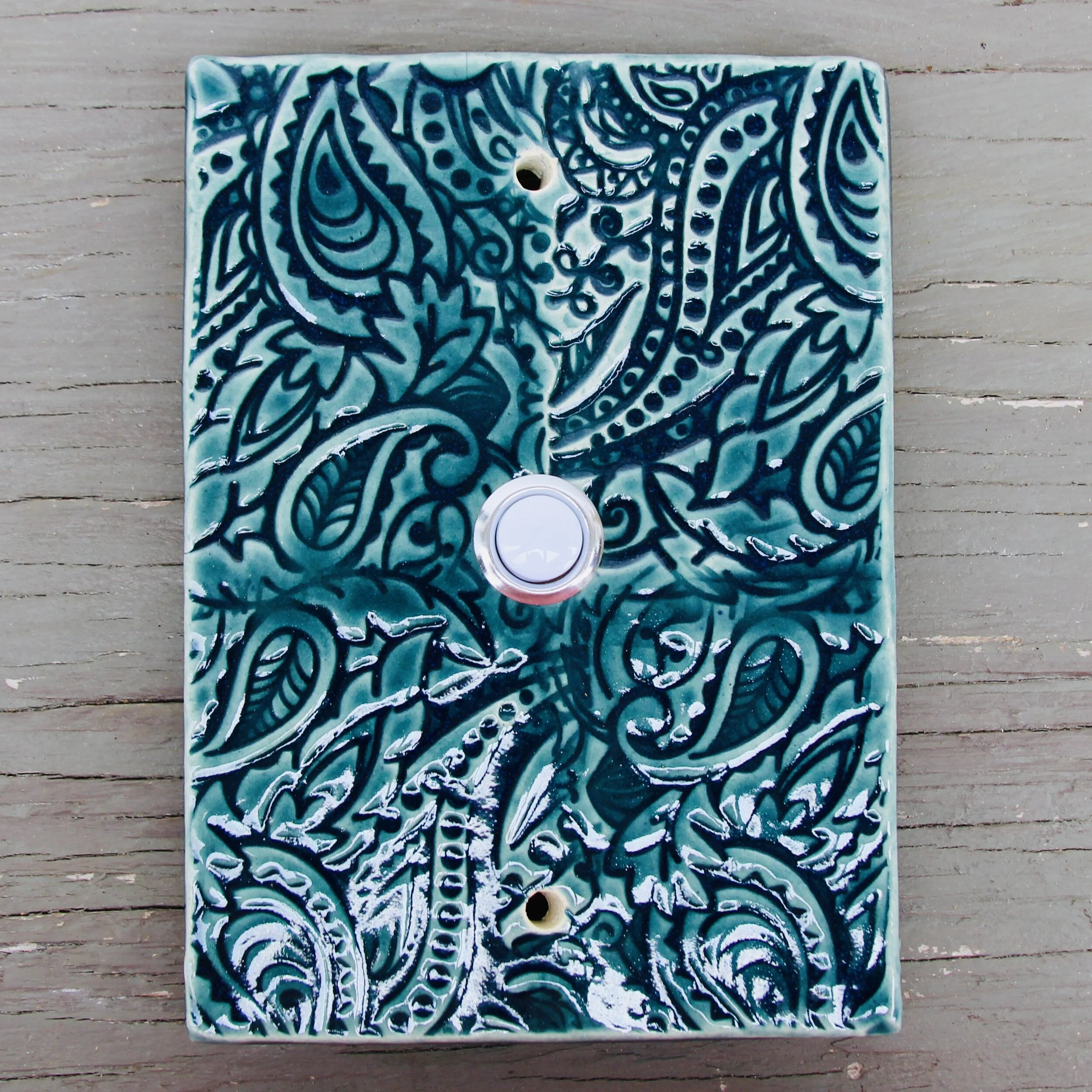 Rectangle Doorbell - Paisley Design - Custom Color