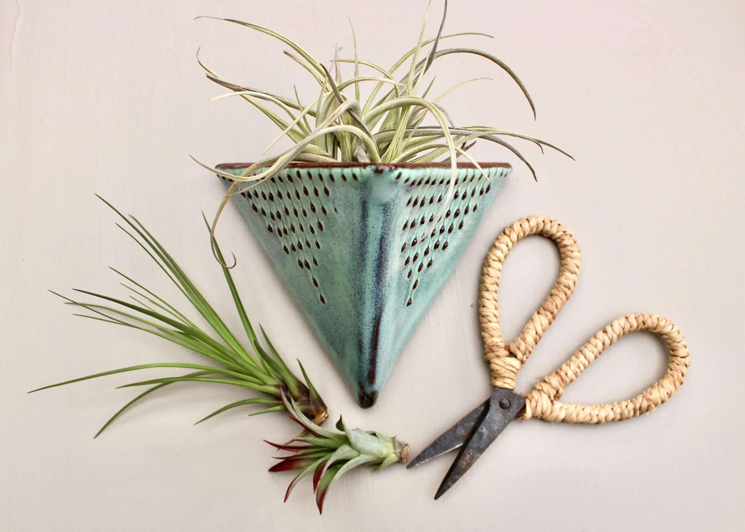 Triangle Wall Planter - Wall Pocket - Aqua Mist