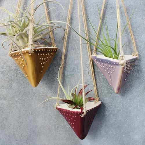 Geometric Hanging Planter, Small - 16 Color Choices  Back Bay Pottery