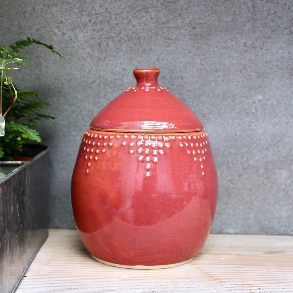 Pottery Sugar Pot with Lid, Ceramic Jar With Lid, Pottery Salt Cellar