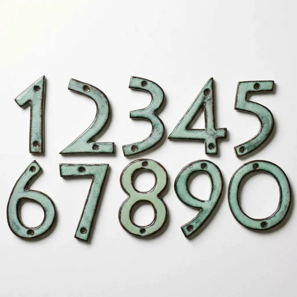 Mid Century Modern House Numbers in Aqua Mist