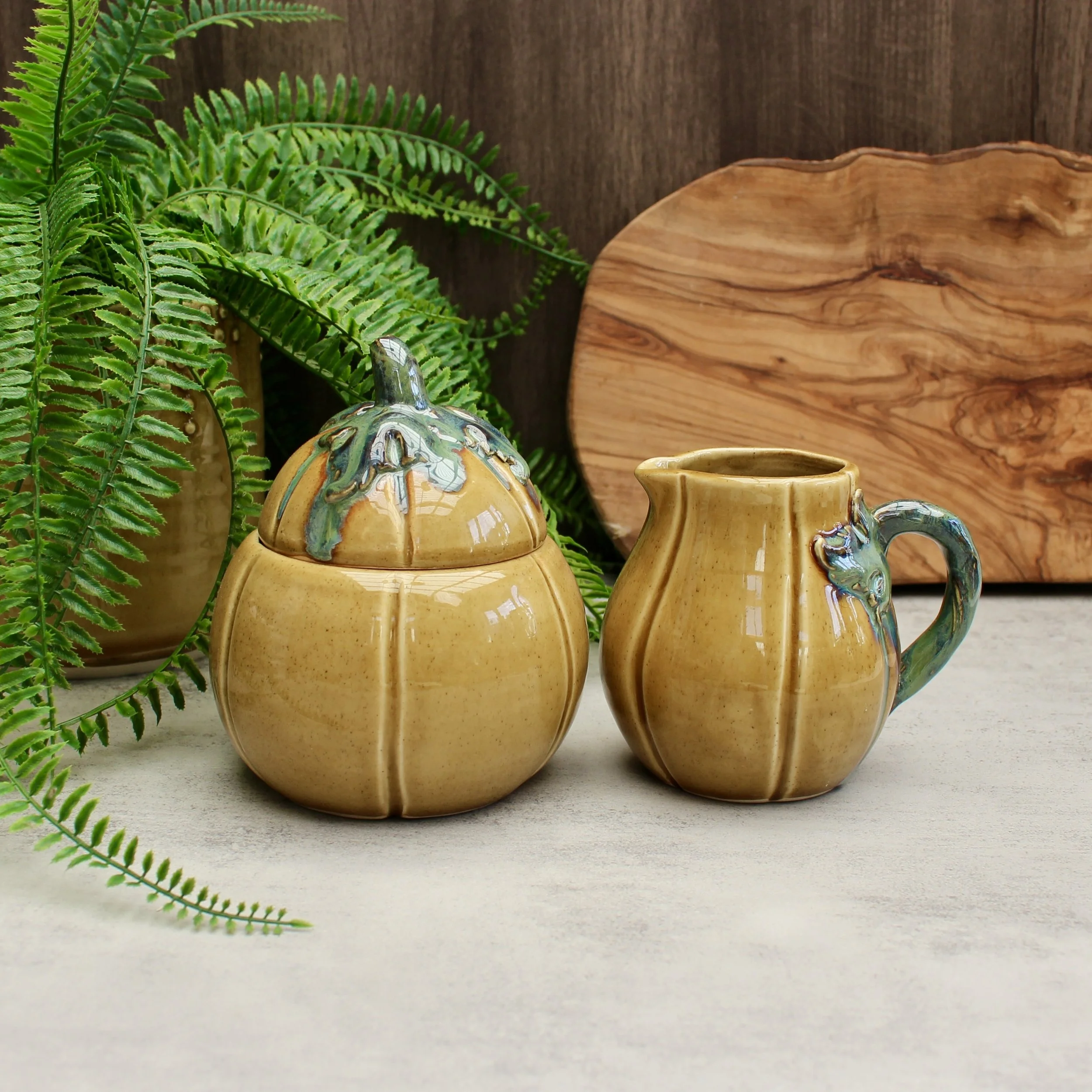 Pumpkin Gourd Sugar & Creamer Set - READY TO SHIP
