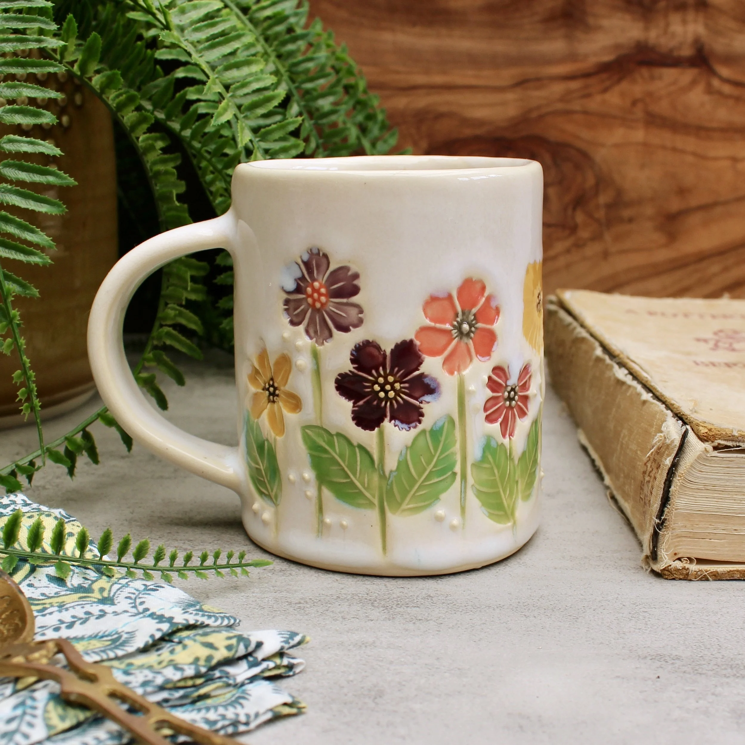 Art Mug, Colorful Flowers  - READY TO SHIP
