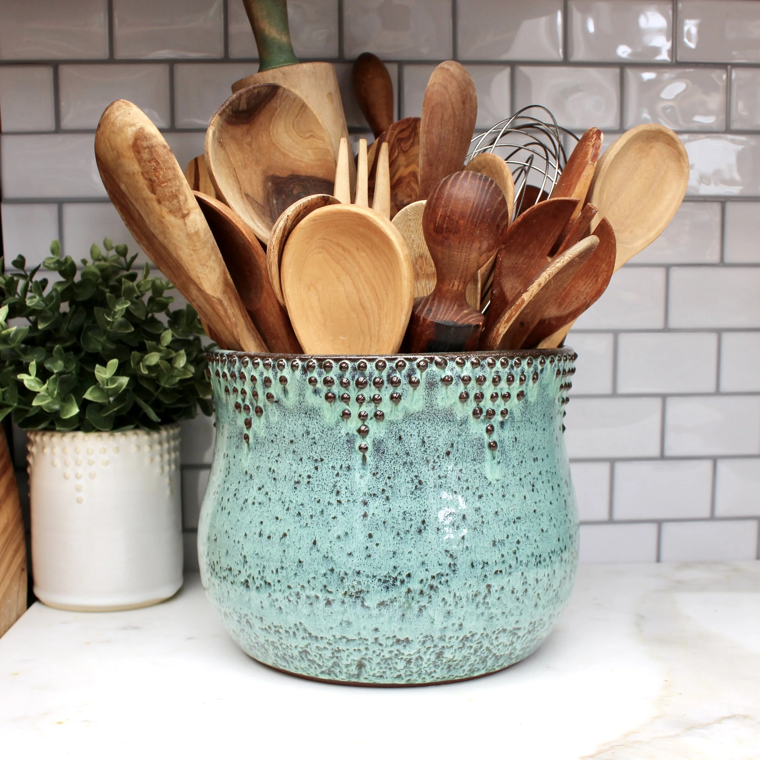 Jumbo Utensil Holder in Aqua Mist