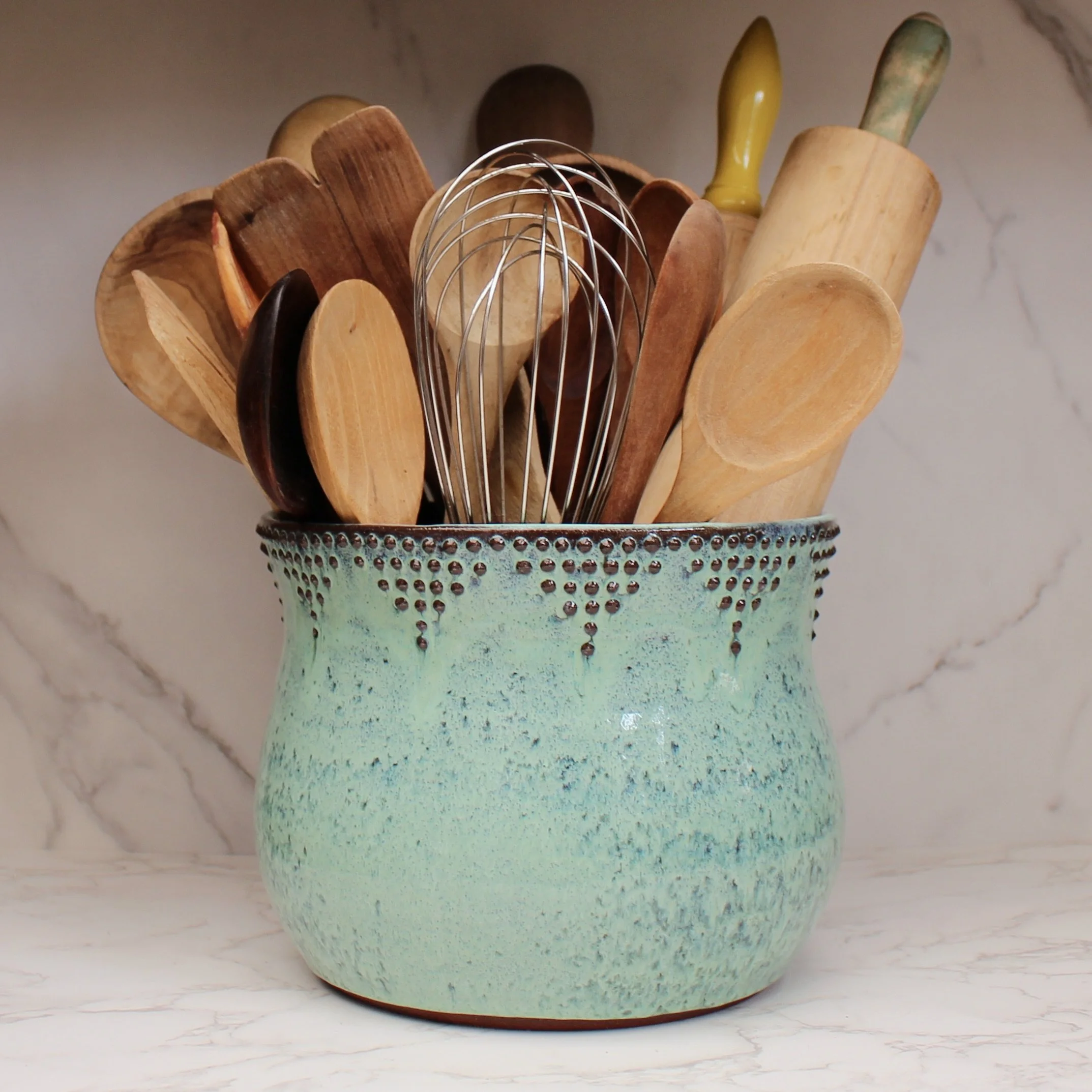 Jumbo Utensil Holder in Aqua Mist
