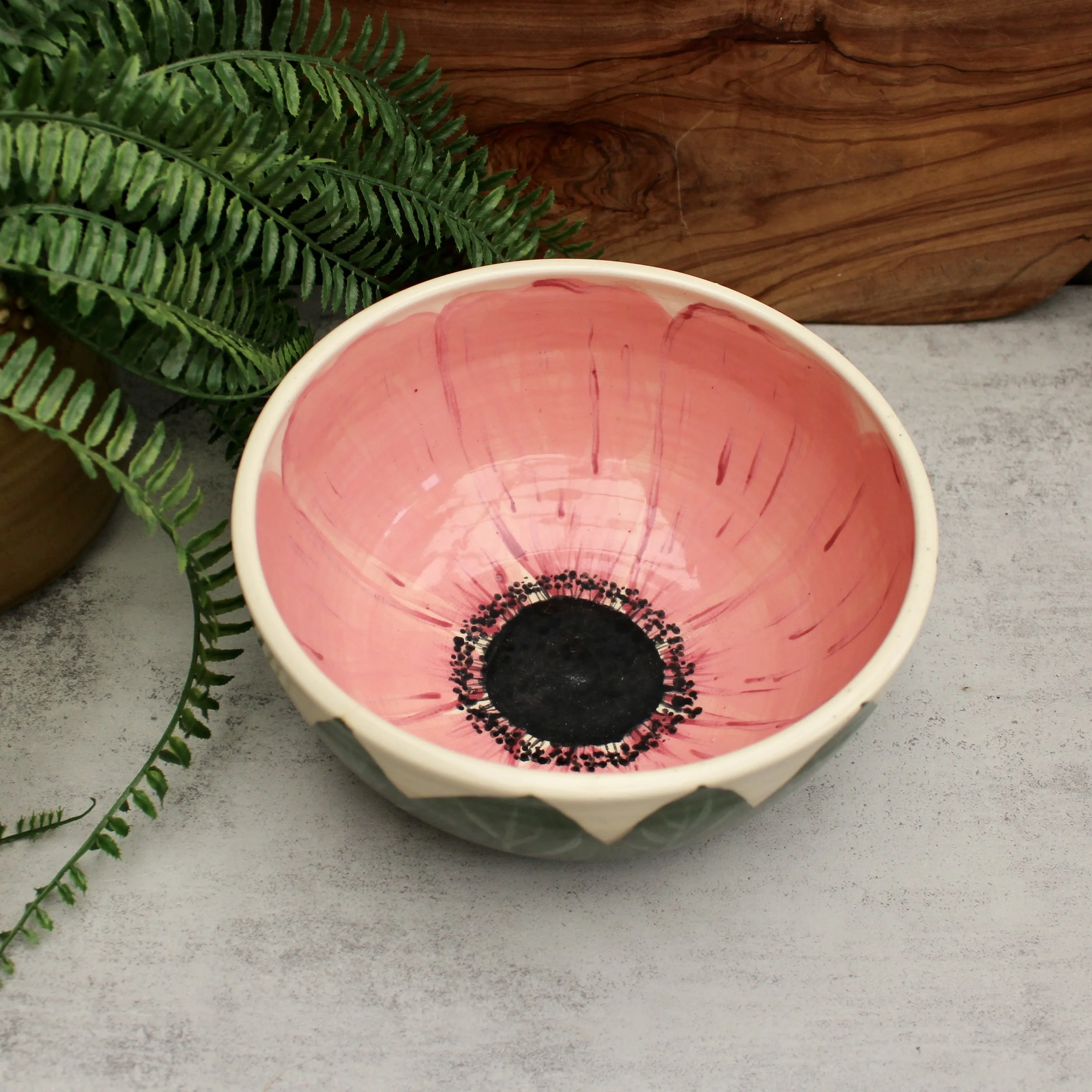 Hand Painted Flower Serving Bowl - READY TO SHIP