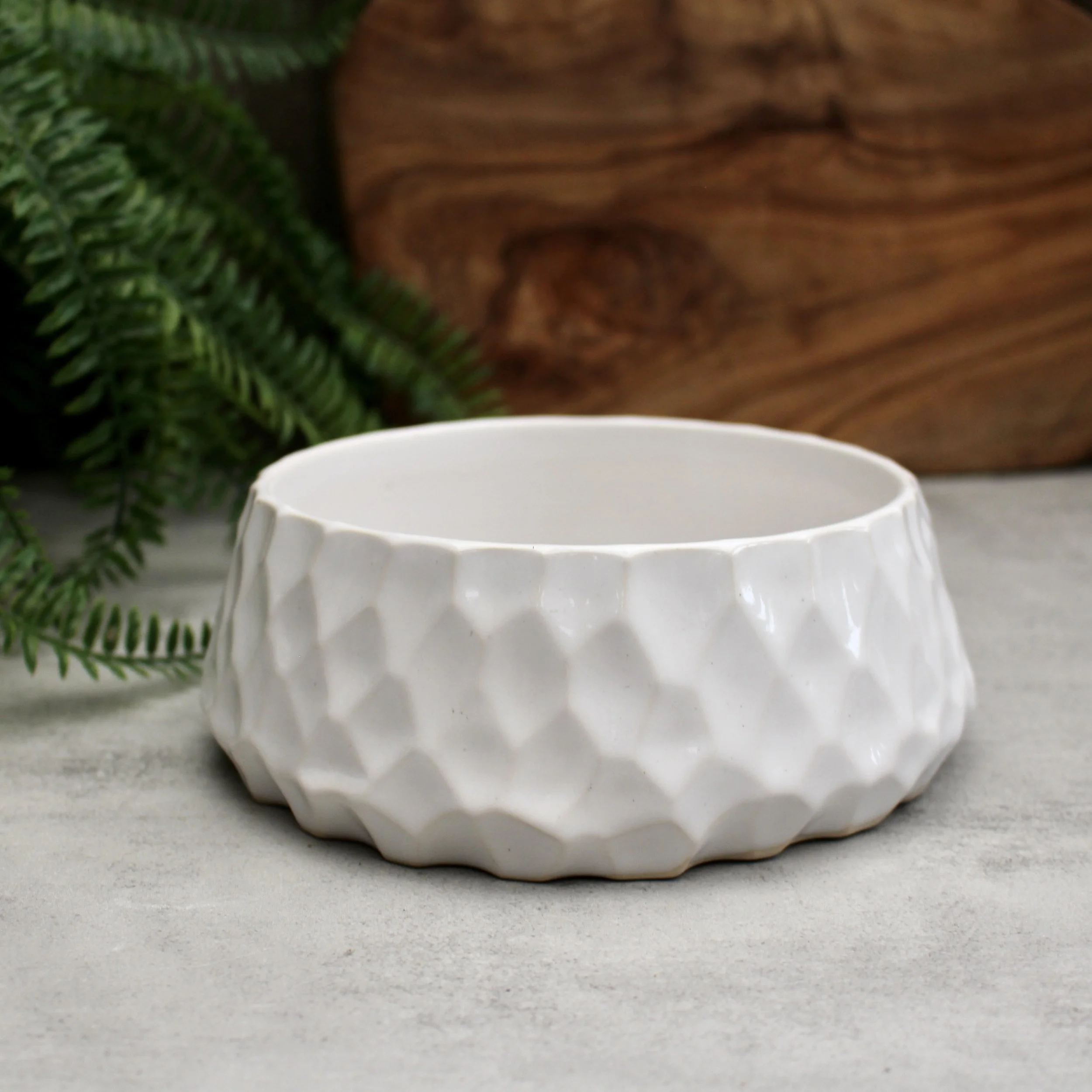 Hand Carved Bowl in White - READY TO SHIP