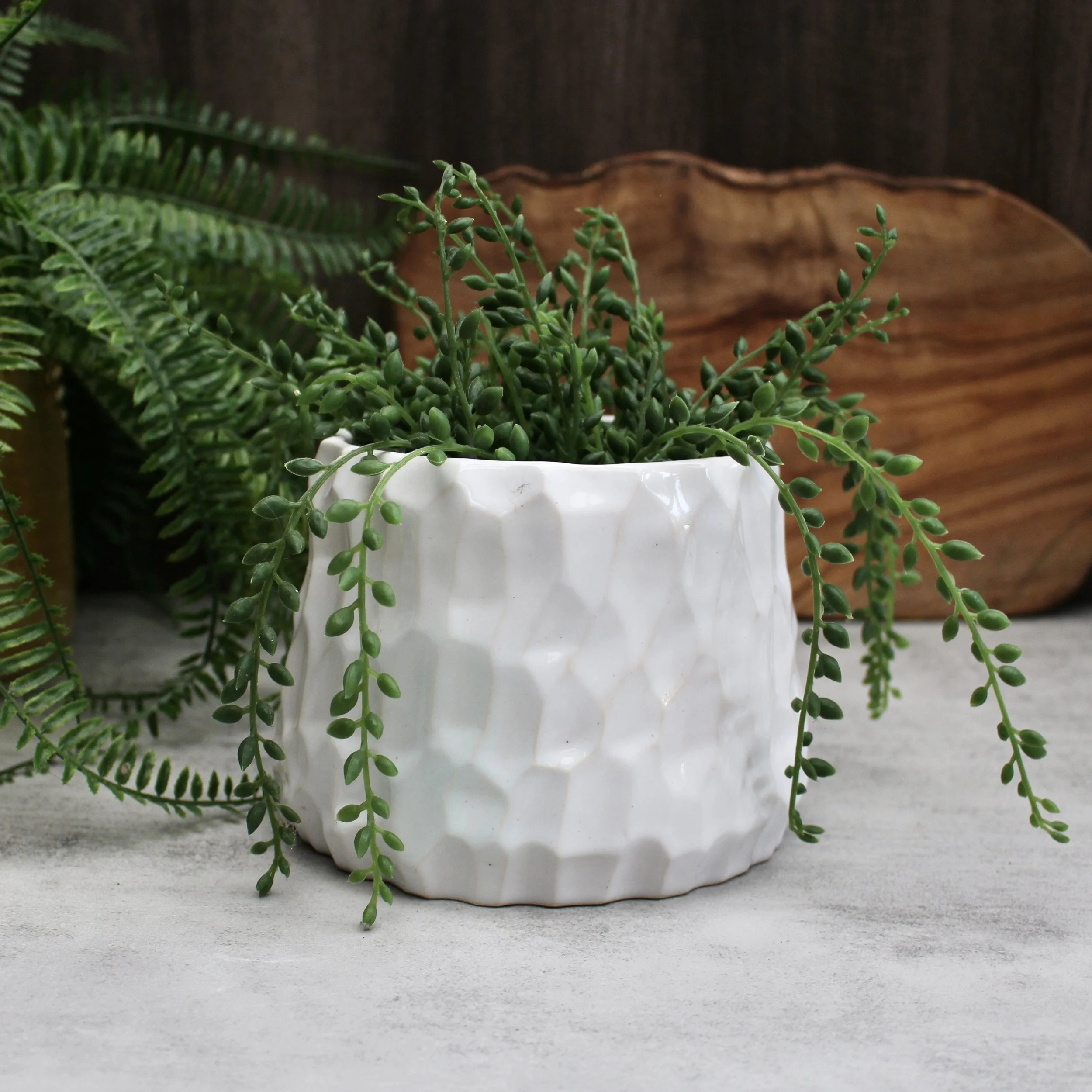 Hand Carved Planter in White - READY TO SHIP