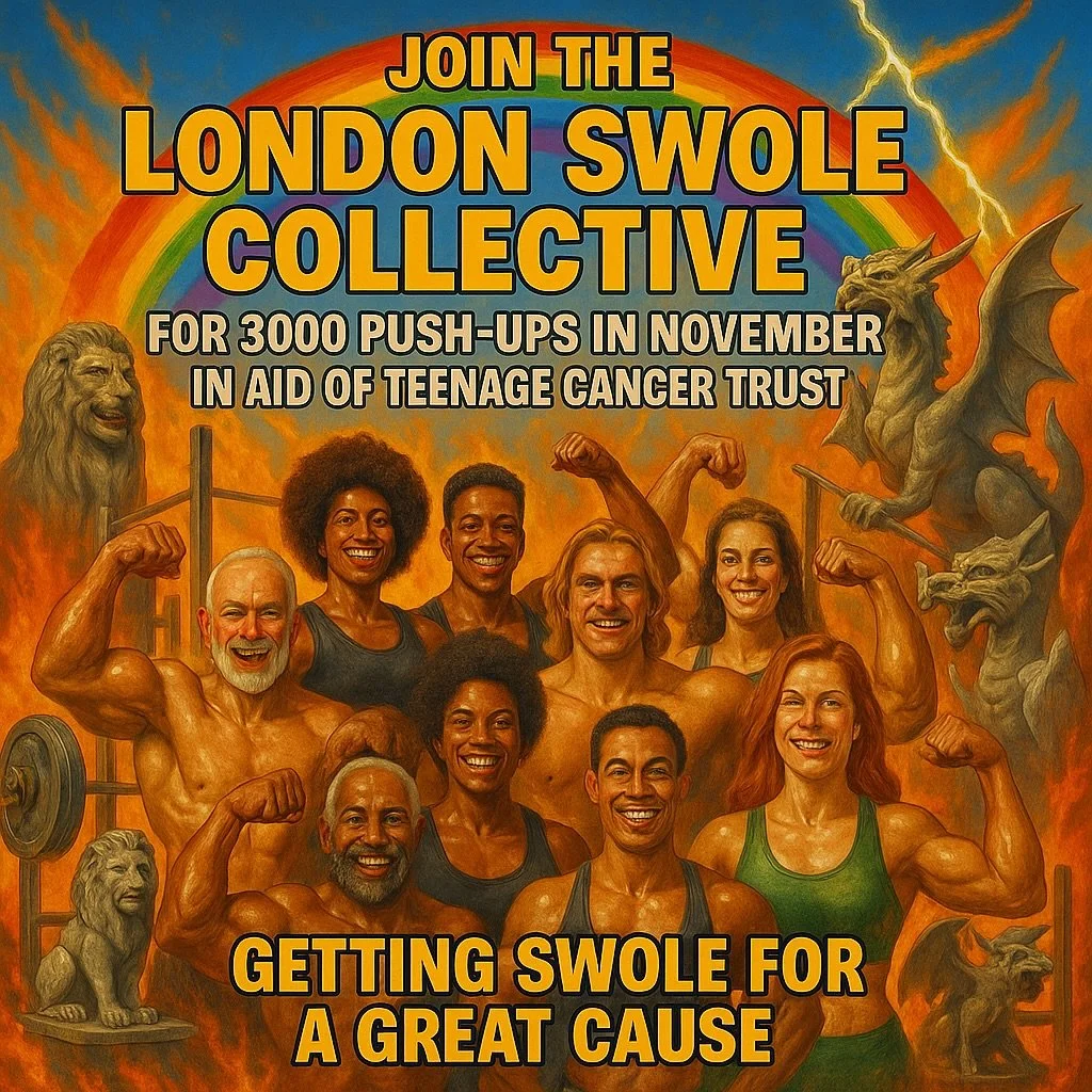 Day 1 complete ✅ - 3,000 press ups in November challenge for @teenage_cancer - teenage cancer trust. 

Still time to join our London Swole collective to raise money and Donate. Links in bio.

Got a chance to do a set with some of the crew @crank.lond