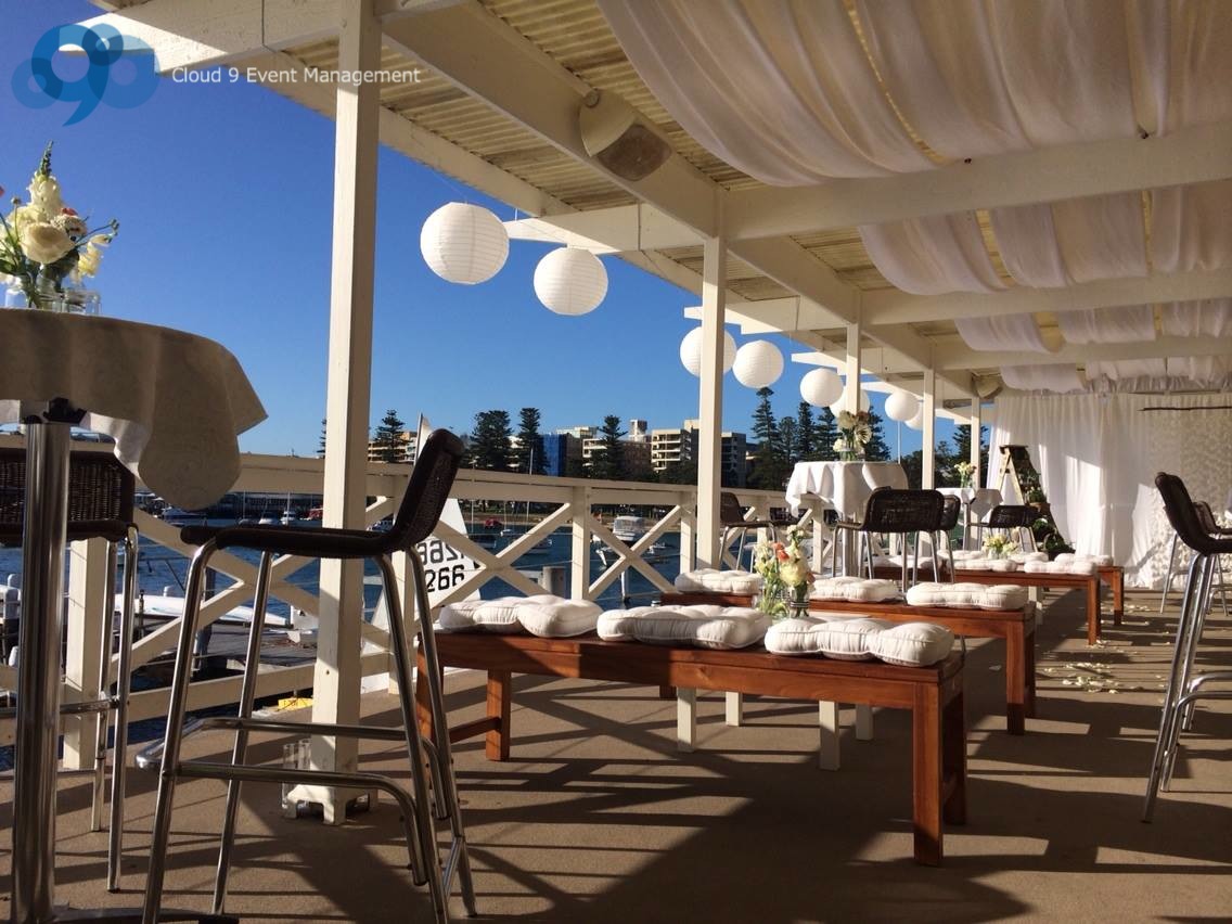 Wedding Reception Styling- Cocktail style on the balcony