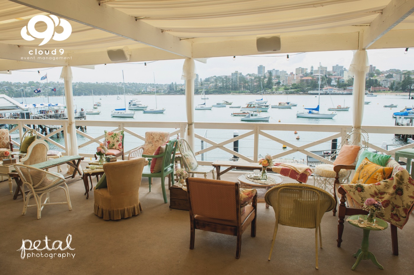 Waterfront wedding reception: with a vintage feel
