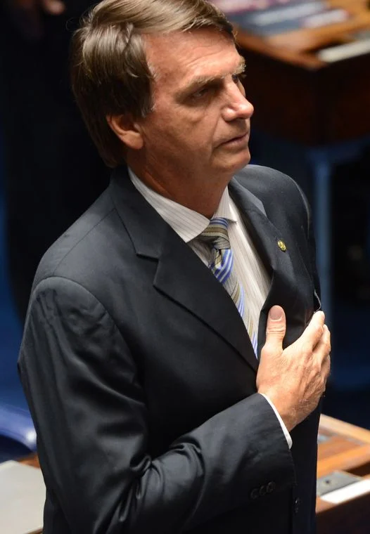 Jair Bolsonaro , foto por Antonio Cruz, 11 de fevereiro 2014 (Wikimedia Commons).
