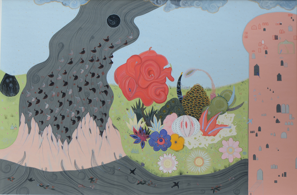   Untitled   Gouache and shell gold on  Wasli  paper  35 x 52 cm  2011 