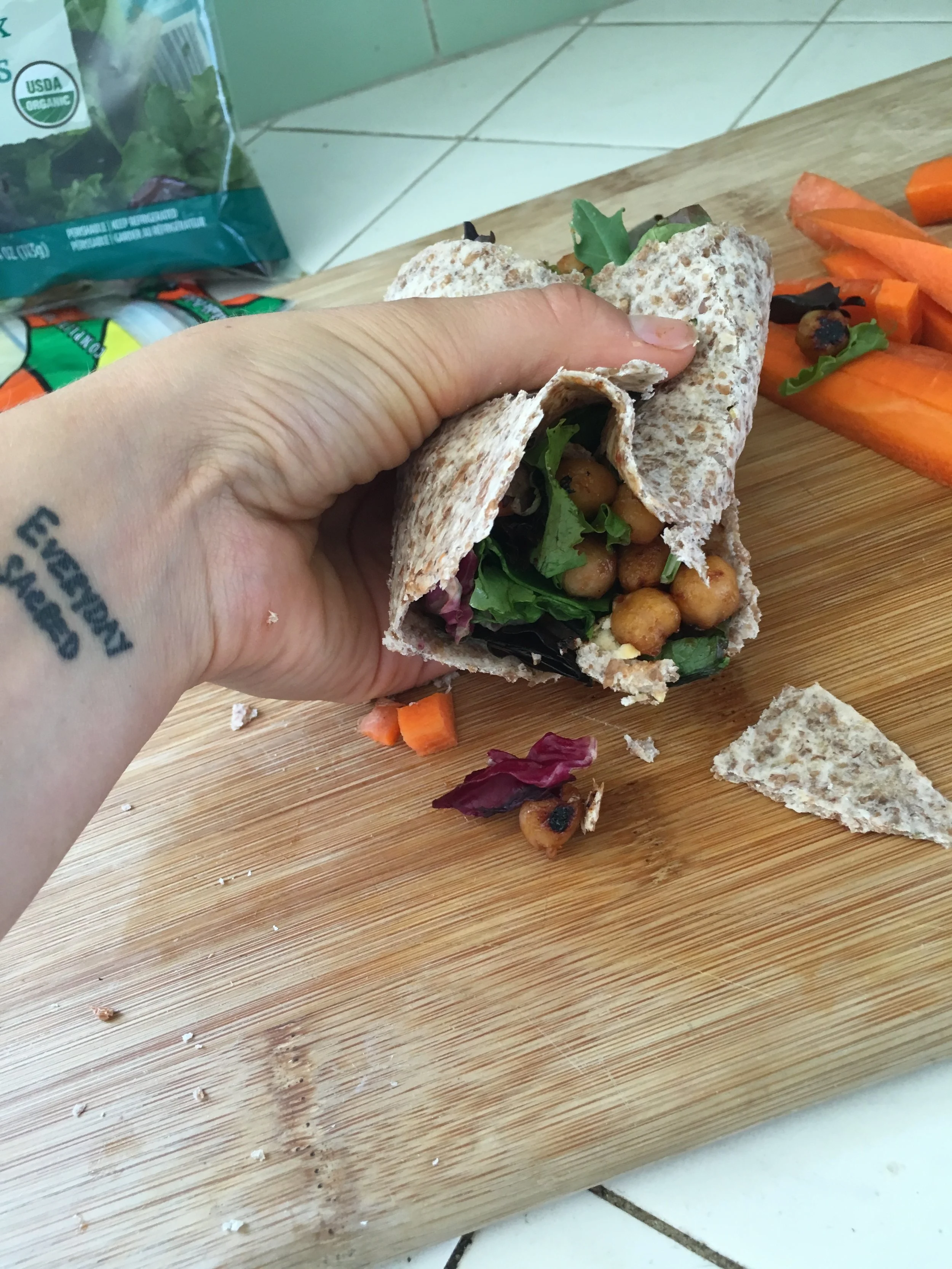 Ezekiel wraps are very crumbly, next time I will not be using them.