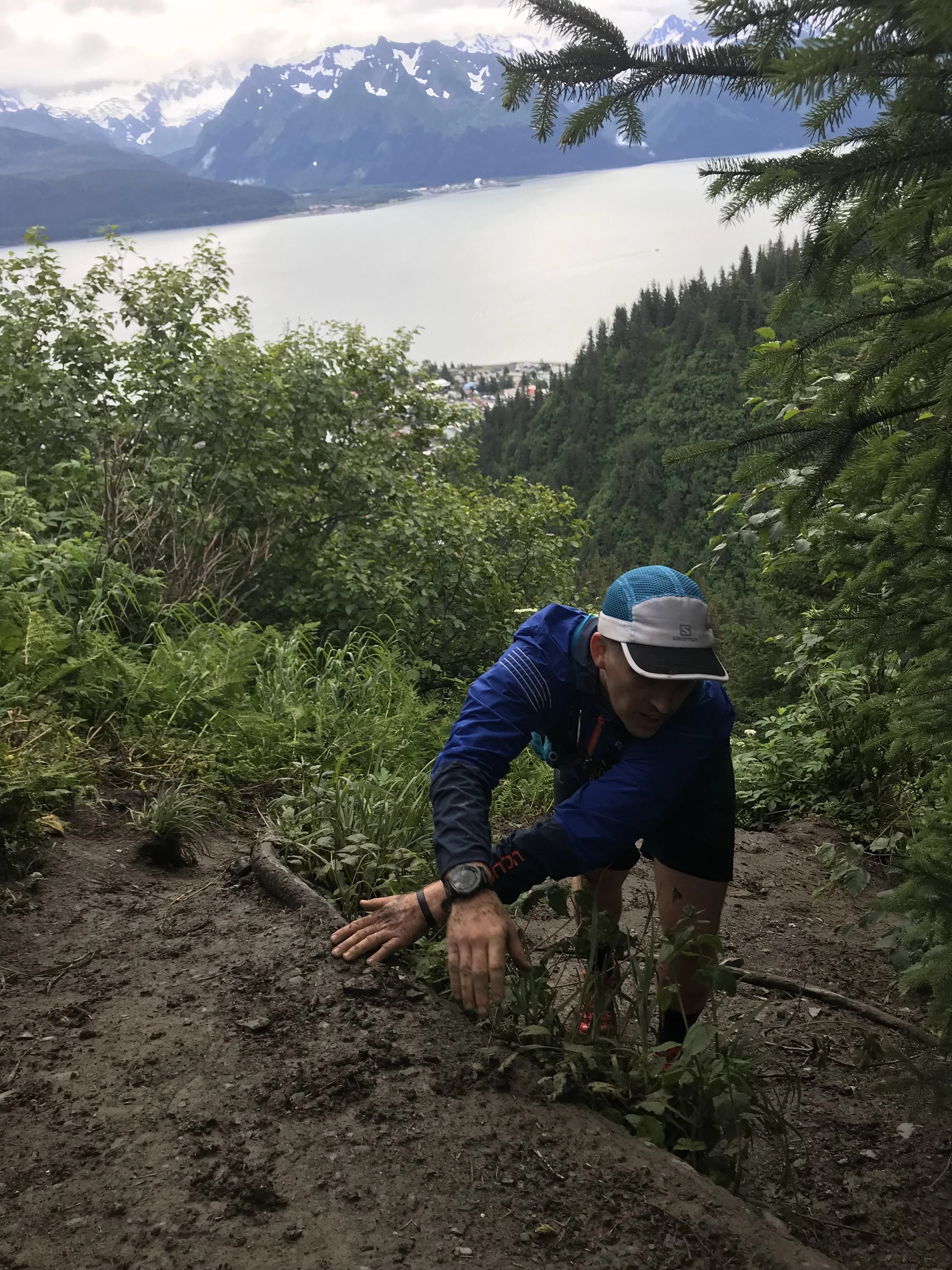Muddy, steep, slippery slope