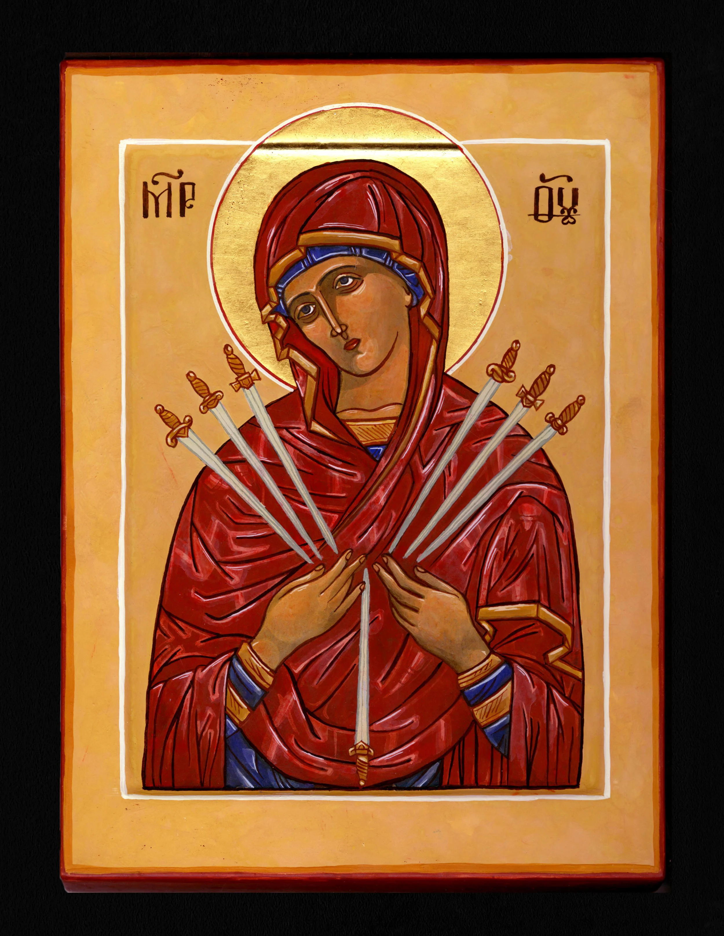 Our Lady of Seven Sorrows (2015) egg tempera paint and gold leaf on icon board 20.5cm x 25.5cm