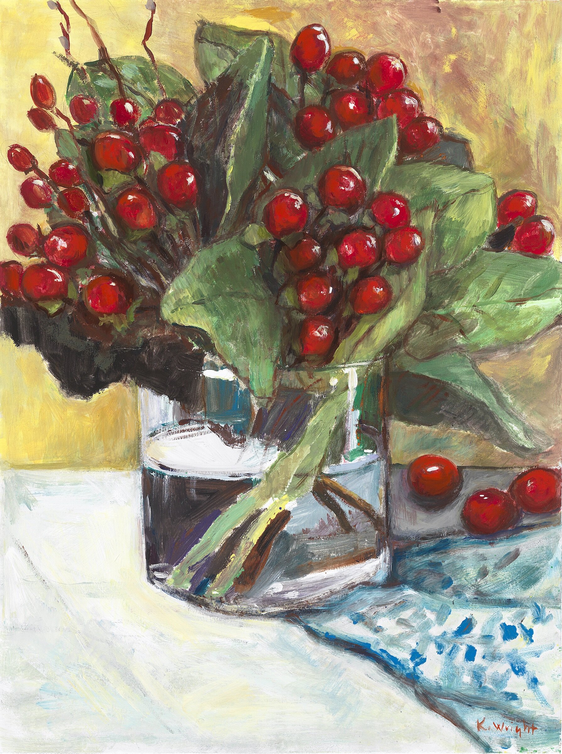 Red Berries in Vase SOLD