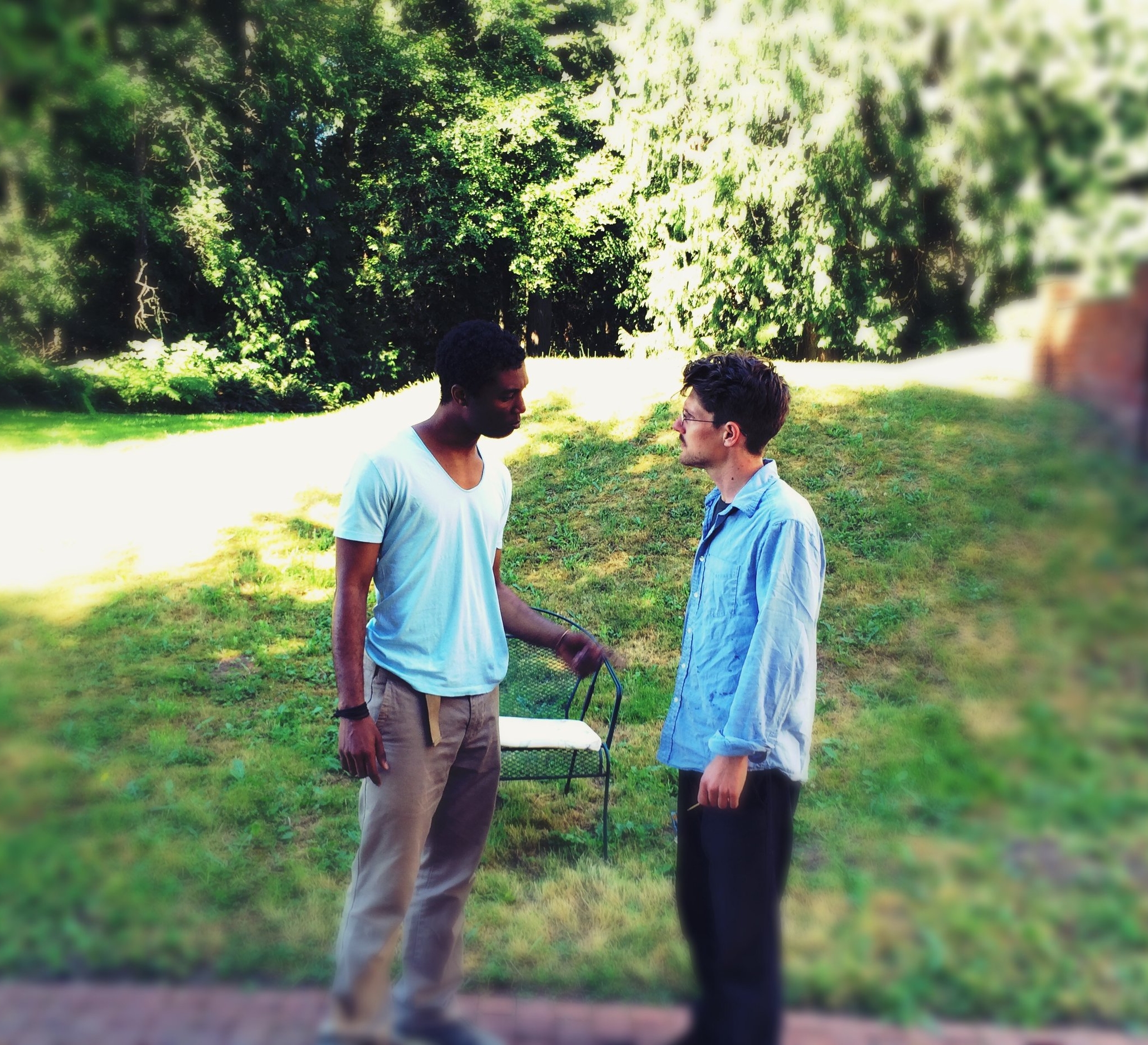Jude Sandy (left) and Max Rosenak (right) in rehearsal for Blues for Mister Charlie