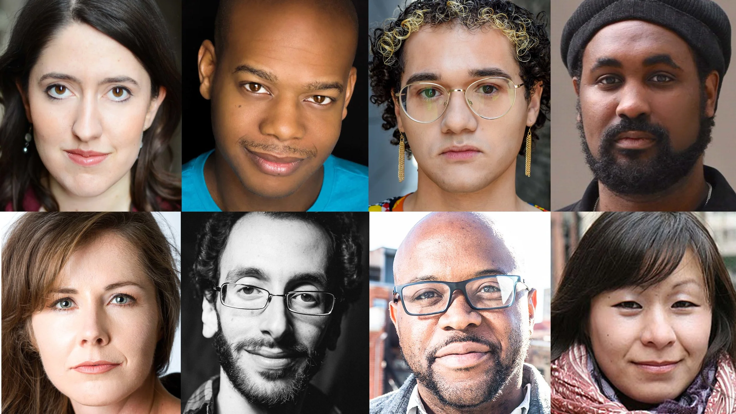 Haven’s 2019-20 and 2020-21 season playwrights and directors include (top, l to r) Lauren Katz, Aaron Mays , AJ Schwartz and Ian Damont Martin with (bottom, l to r) Samantha Behr , Josh Sobel , Idris Goodwin and Jess McLeod .