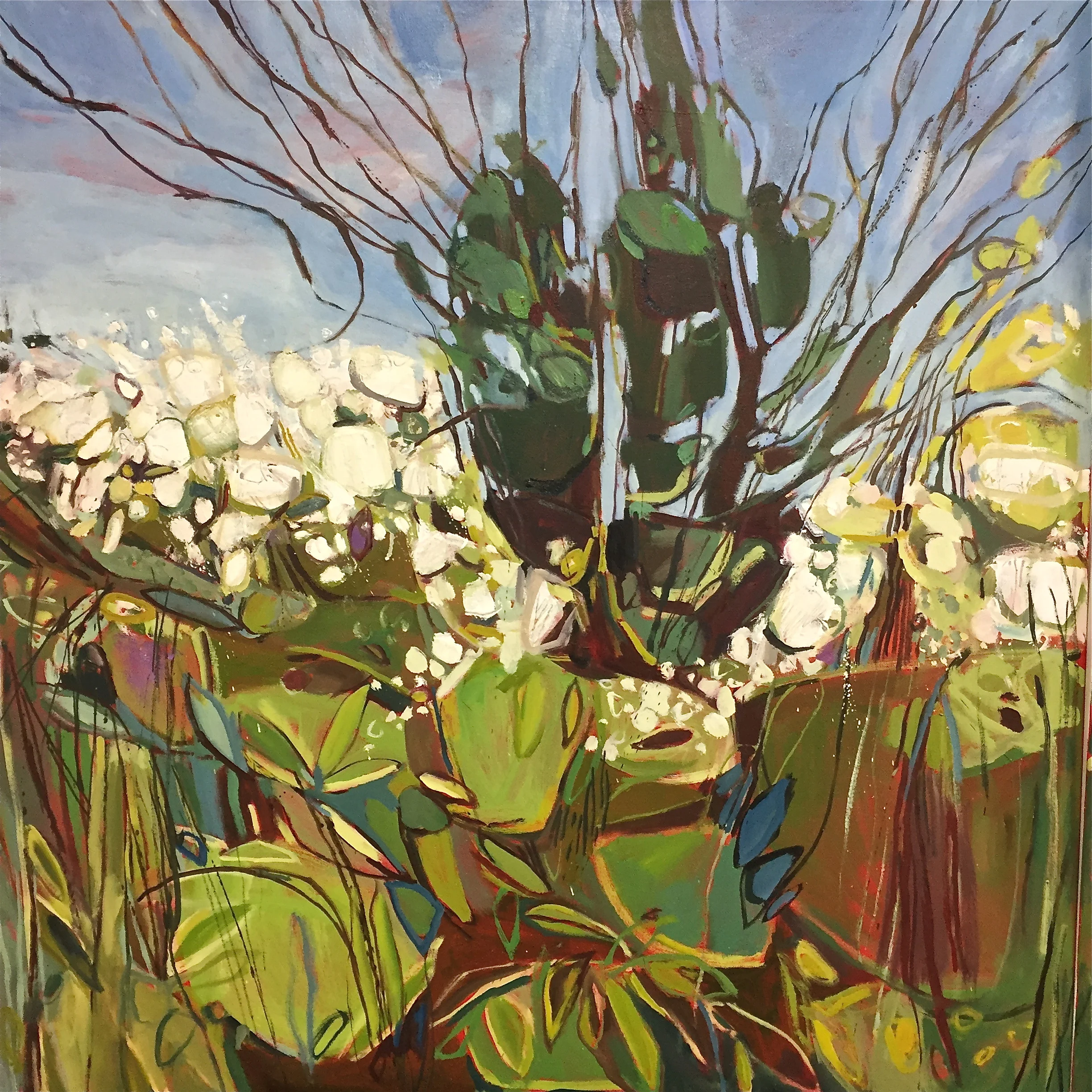 Triptych April Hedgerow, Burford, left panel