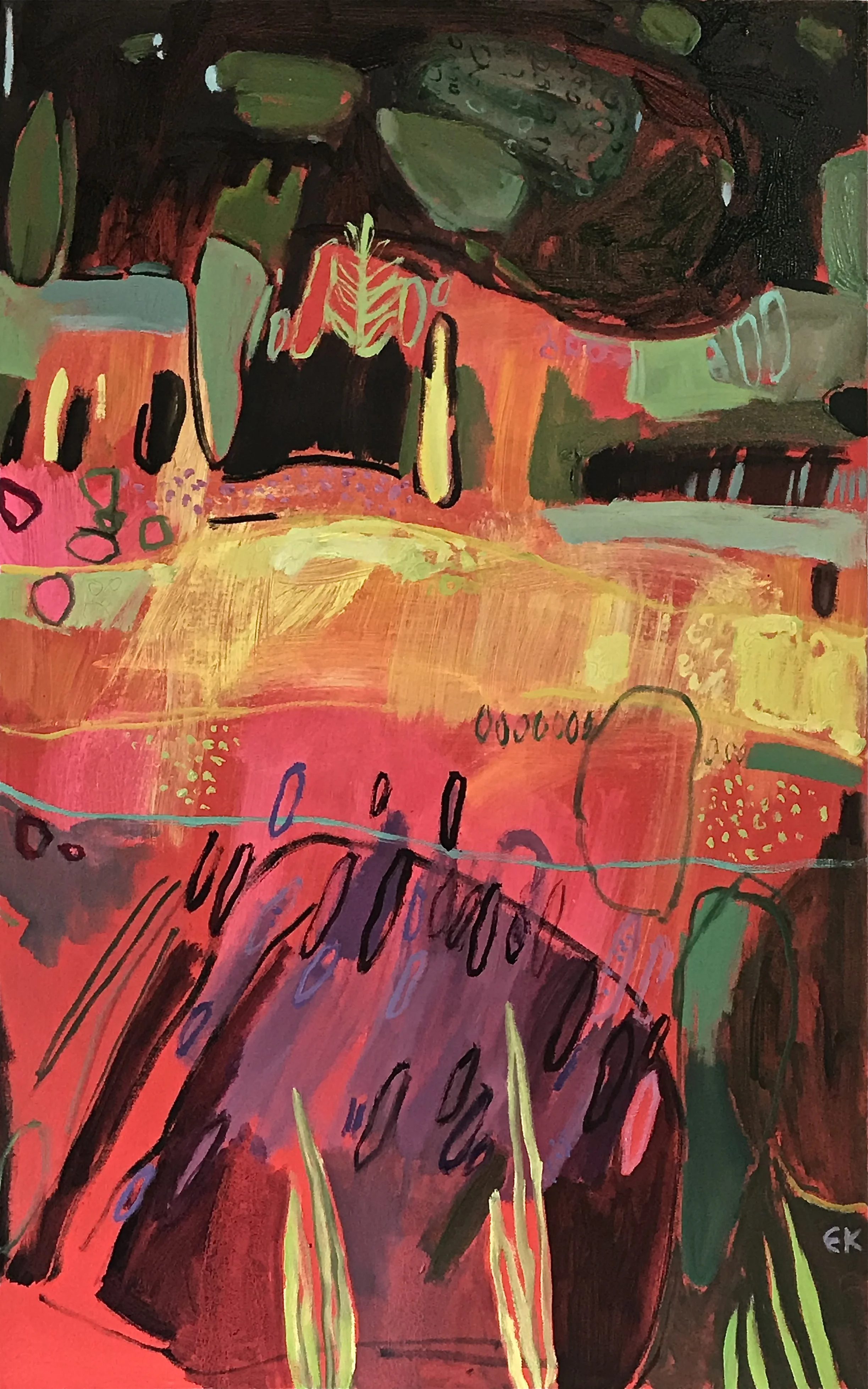 Asymmetric Diptych: Hot Colours in the Merton Beds, Oxford Botanic Gardens, right panel