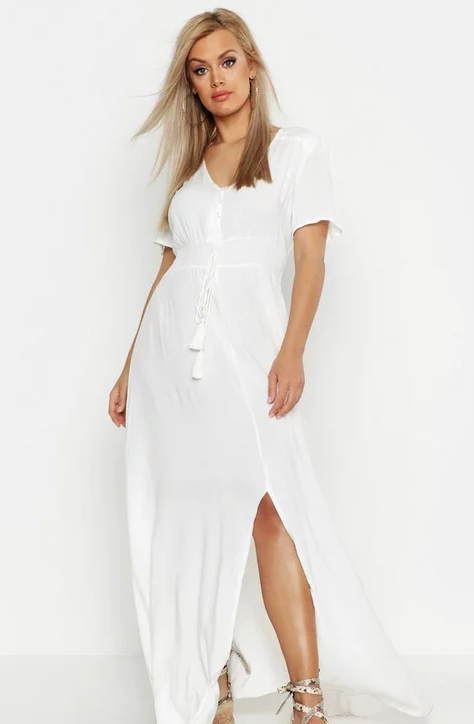 Plus Ruched Waist Maxi Dress