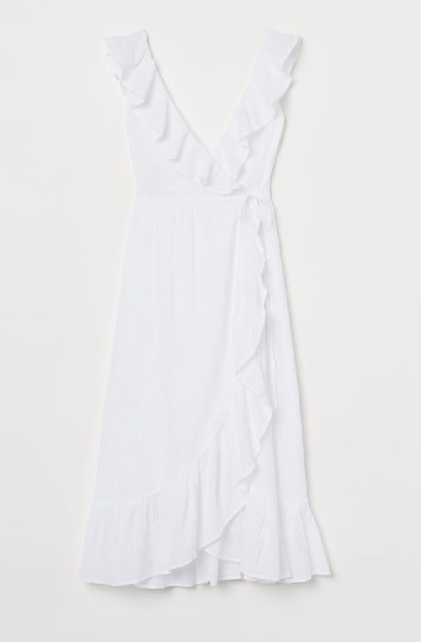 Flounce-trimmed cotton dress
