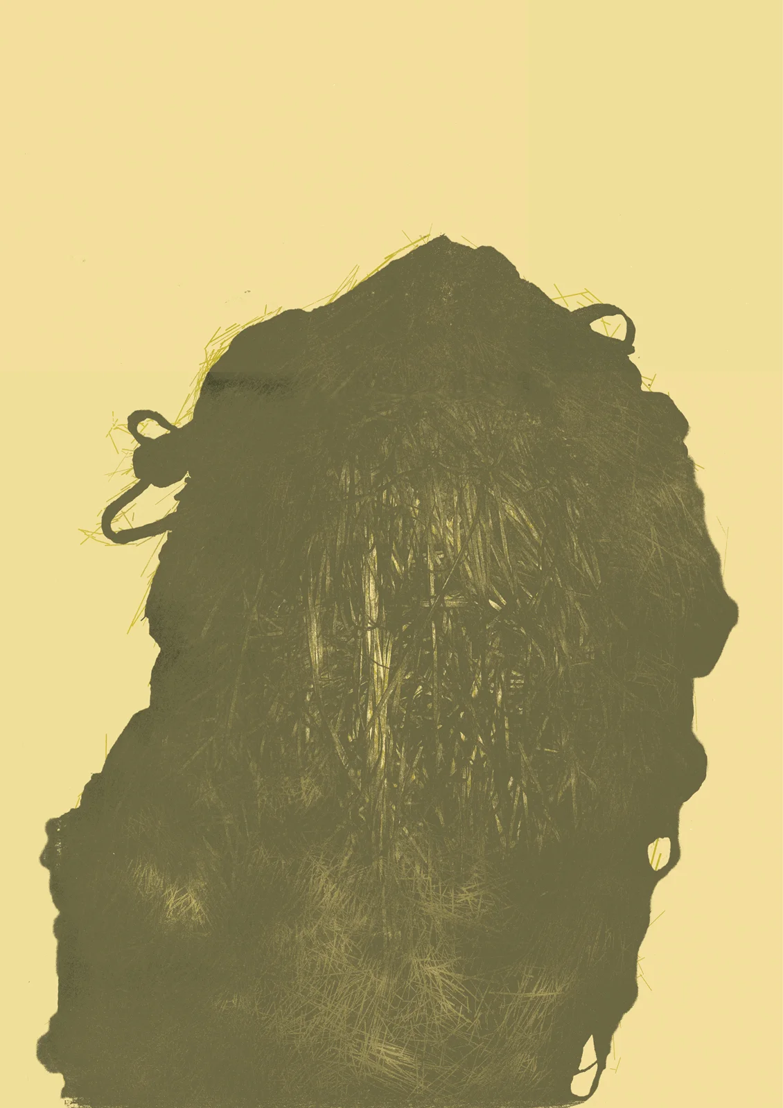 Stringpile, lithograph & flocking, 15"x22", 2013.