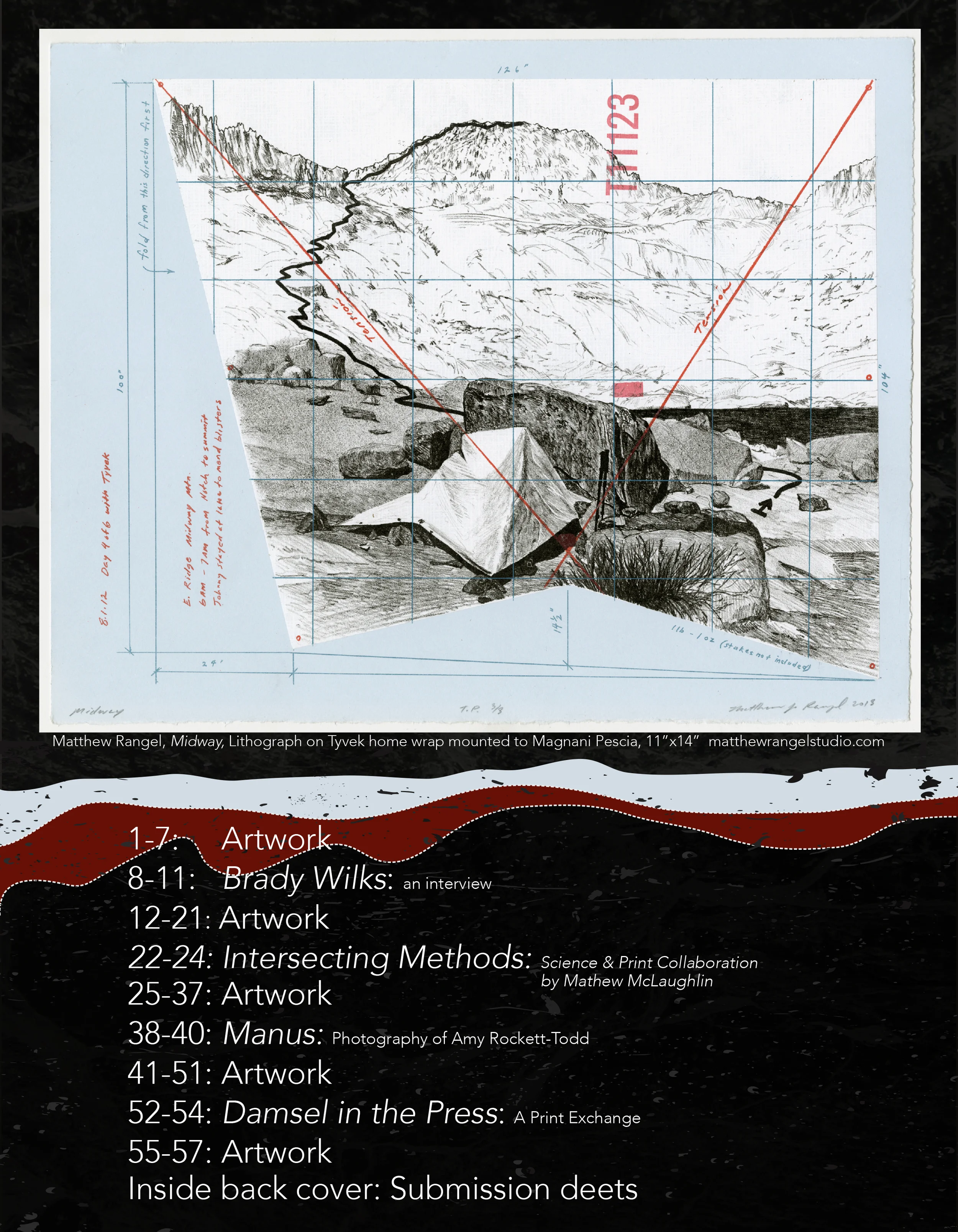 Page layout design for The HAND magazine.