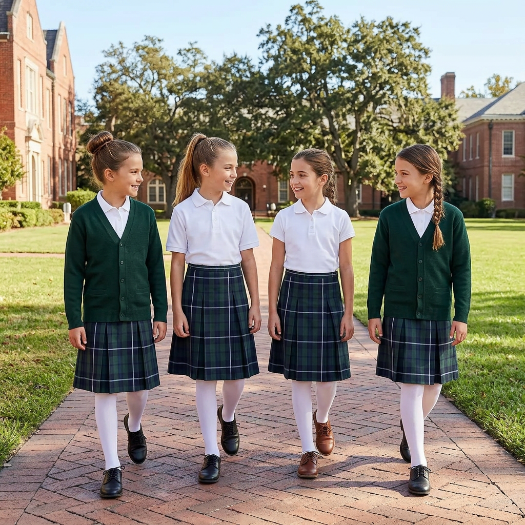 Girls Plaid Uniform Skirt - 1034pp