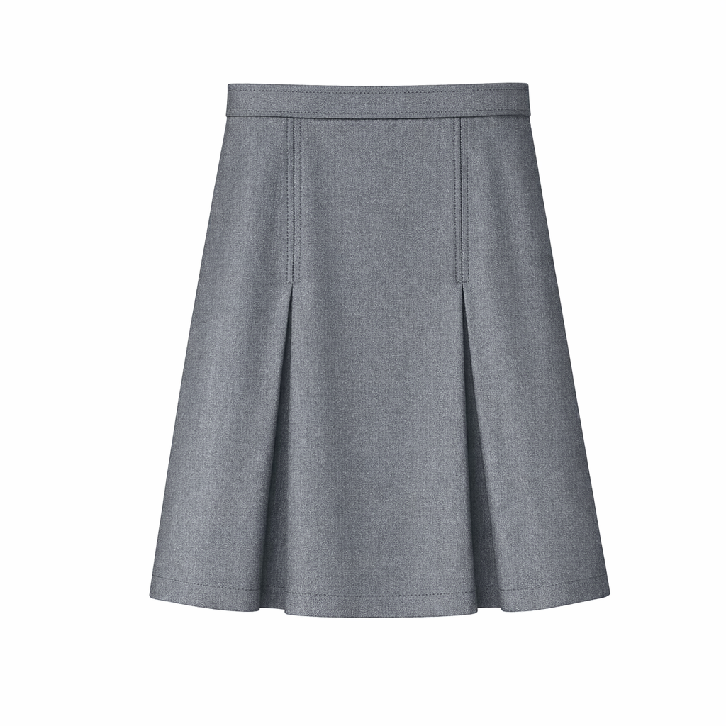 Girls Grey Box Pleated Skirt