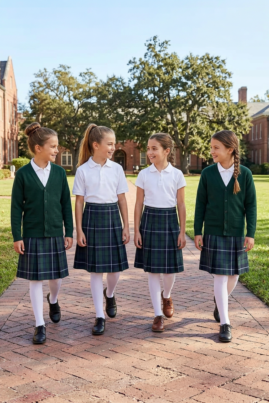 Girls Plaid Uniform Skirt